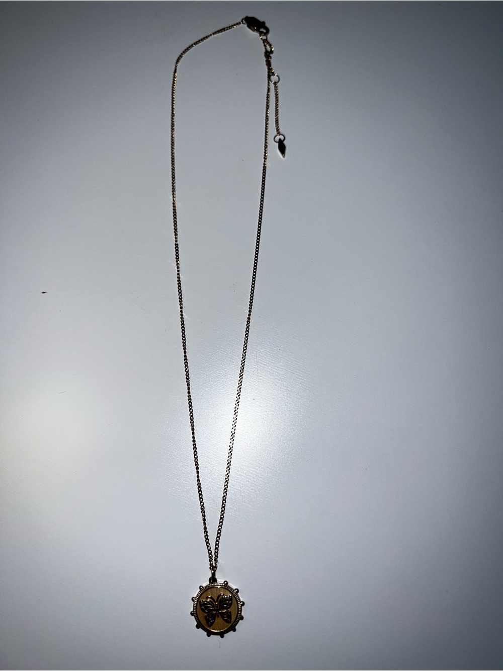 Fossil Gold Butterfly Medallion Pendant Necklace